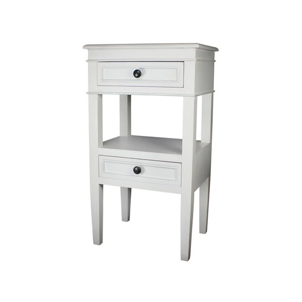 Houshtec Urban Designs 7733609 Erika 2-Drawer Middle Shelf Wooden Accent Side Table; White - 285 x 16 x 12 in. 7733609